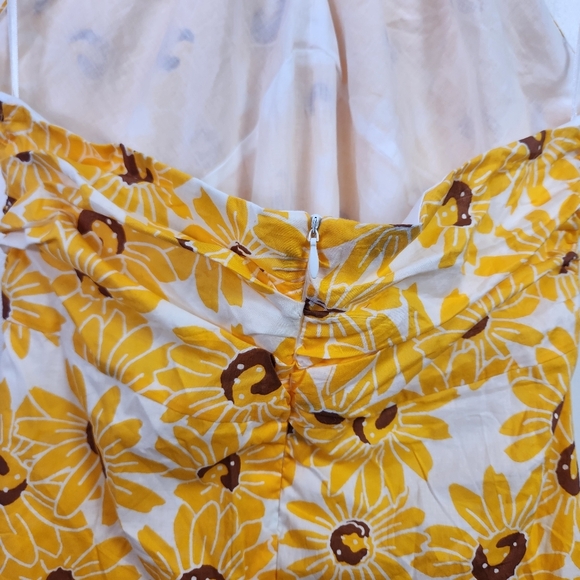 Mango Sunflower Cotton Maxi Dress Halter Sleeveless Size XL NEW NWT Boho Yellow - Picture 7 of 12